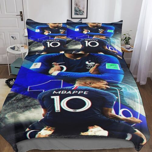 Kylian Mbappe Housse De Couette Fille Avec Taies D'oreillers Parure De Lit Housses De Couettes Football Microfibre Avec Fermeture ¿¿Clair Parure De Cou