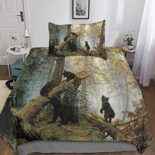 Bear Housse De Couette, D Animal Parure De Lit Housses De Couettes Microfibre Avec Fermeture ¿¿Clair Et Taies D'oreiller Parure De Couette Respirante S