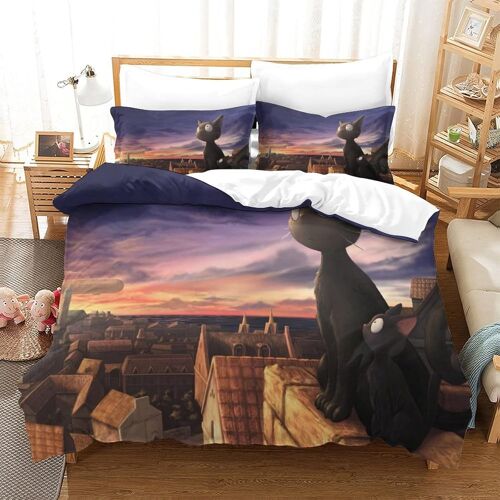 Majo No Takkyuubin Ensemble De Housse De Couette Imprim¿¿ D Avec Taie D'oreiller ¿¿ Fermeture ¿¿ Glissi¿¿Re Ensemble De Literie En Microfibre Douce Pour E