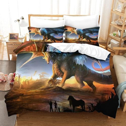 Dragon Ensemble Housse De Couett Imprim¿¿ D Et Taie D'oreiller ,Ultra Doux Microfibre Hypoallerg¿¿Nique £¬Ensemble Housse De Couette Avec Fermeture ¿¿Clai