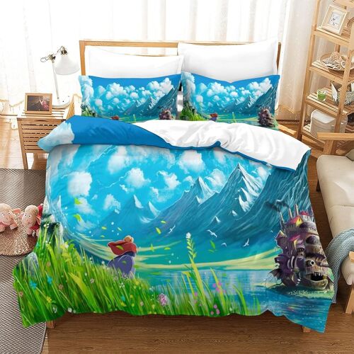 Anime Cartoon Ensemble De Literie Imprim¿¿ D Housse De Couette ¿¿ Th¿¿Me Pi¿¿Ces Avec Taies D'oreiller ¿¿ Fermeture ¿¿Clair Dissimul¿¿E Et Housse De Couette