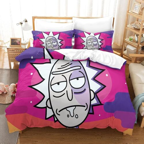 Rick And Morty Ensemble De Housse De Couette Imprim¿¿ D Avec Taie D'oreiller Zipp¿¿E Ensemble De Literie En Microfibre Douce Pour Enfants Adolescents Ho