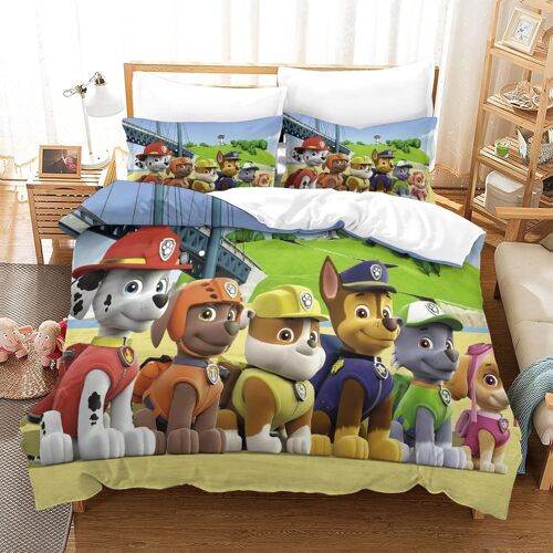 Paw Patrol Ensemble Housse De Couett Imprim¿¿ D Et Taie D'oreiller,Ultra Doux Microfibre Hypoallerg¿¿Nique £¬Ensemble Housse De Couette Avec Fermeture ¿¿C