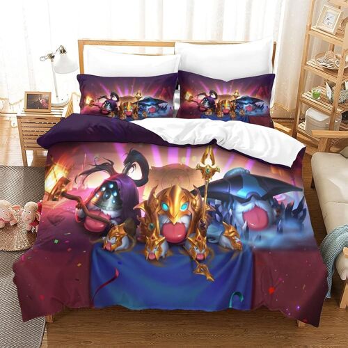 Housse De Couette Gamers Avec Taies D'oreiller,Teamfight Tactics Parure De Lit Douce Confortable En Microfibre,Pour Adultes Enfants King£¿Xcm£©