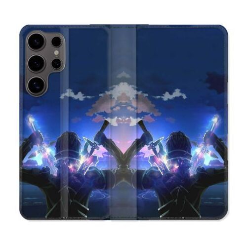 Housse Cuir Portefeuille Pour Samsung Galaxy S25 Ultra Manga Sao Sword Art Online Epee