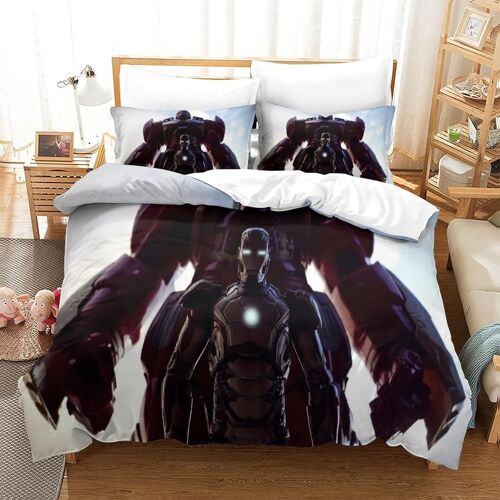 Iron Man Impression D Th¿¿Me Microfibre Doux Housse De Couette Ensemble De Literie Pi¿¿Ces Avec Taie D'oreiller Housse De Couette Single£¿Xcm£©