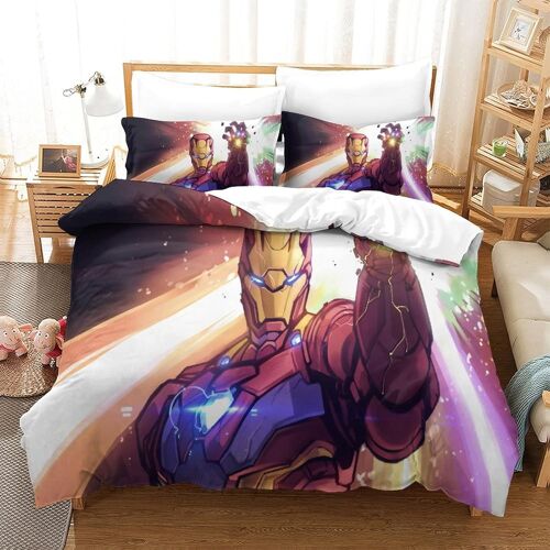 Iron Man Ensemble De Literie Pi¿¿Ces Imprim¿¿ En D, Housse De Couette En Polycoton Doux Et Confortable, Housse De Couette Et Taie D'oreiller Single£¿Xcm