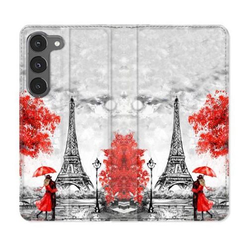 Housse Cuir Portefeuille Pour Samsung Galaxy A56 5g Voyage France Paris Rouge