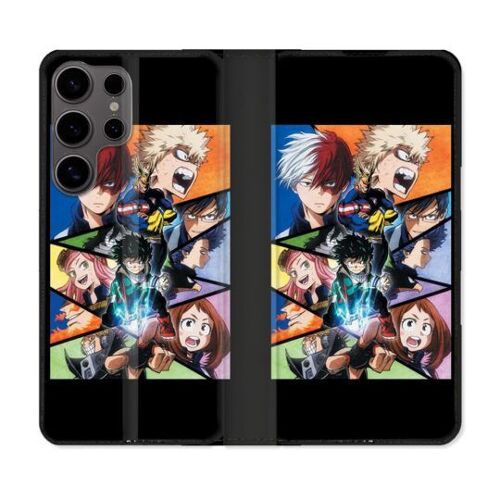 Housse Cuir Portefeuille Pour Samsung Galaxy S25 Ultra Manga My Hero Academia Noir