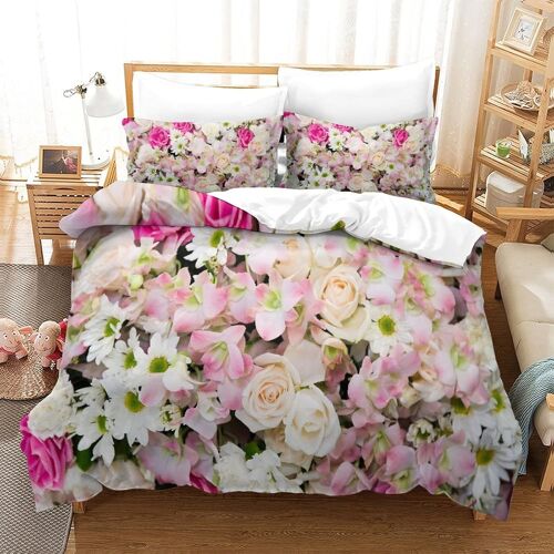 Flower Ensemble De Literie Pi¿¿Ces Imprim¿¿ En D, Housse De Couette En Polycoton Doux Et Confortable, Housse De Couette Et Taie D'oreiller King£¿Xcm£©