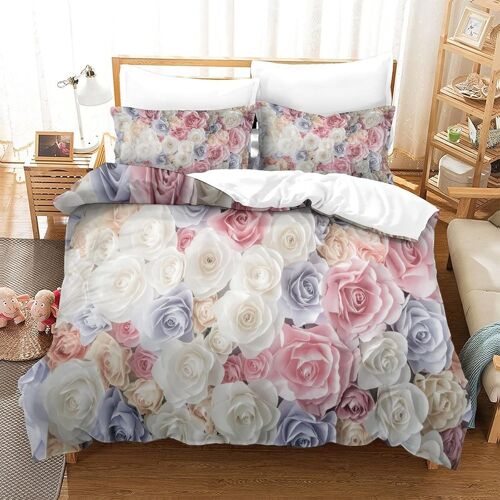 Flower Ensemble De Literie ¿¿ Motif Imprim¿¿ En D Housse De Couette ¿¿ Th¿¿Me Ultra Douce Ensemble De Pi¿¿Ces Avec Taie D'oreiller Housse De Couette Doubl