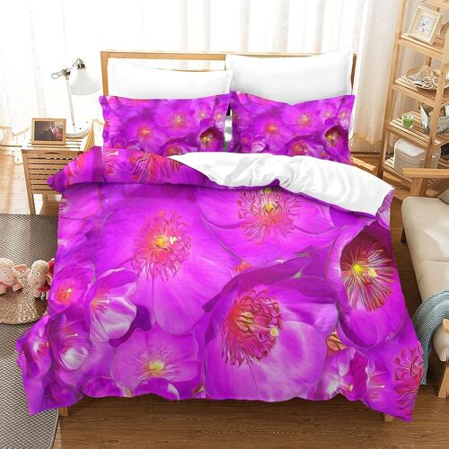 Flower Ensemble De Literie Pi¿¿Ces Imprim¿¿ En D, Housse De Couette En Polycoton Doux Et Confortable, Housse De Couette Et Taie D'oreiller King£¿Xcm£©