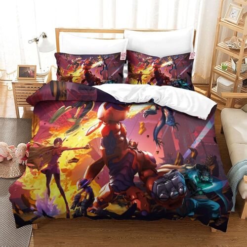 Big Hero Ensemble De Literie ¿¿ Motif Imprim¿¿ En D Housse De Couette ¿¿ Th¿¿Me Ultra Douce Ensemble De Pi¿¿Ces Avec Taie D'oreiller ¿¿ Fermeture ¿¿Clair C