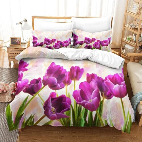 Flower Ensemble De Literie Imprim¿¿ D Ensemble De Pi¿¿Ces Housse De Couette En Microfibre Douce Avec Taies D'oreiller Housse De Couette Single£¿Xcm£©