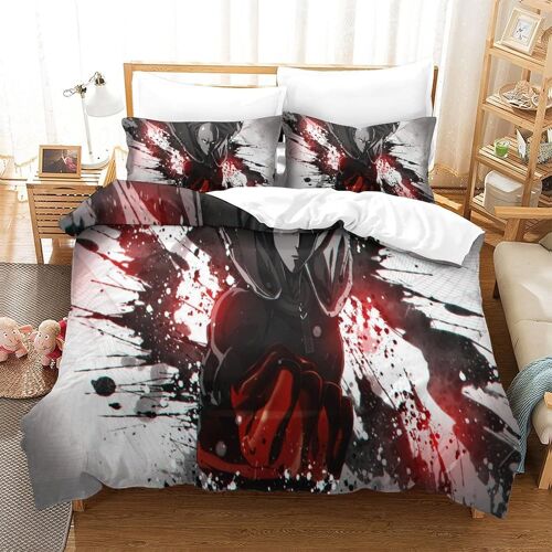 Housse De Couette One-Punch-Man,Parure De Lit Anime,Impression Num¿¿Rique D,Microfibre,Fermeture ¿¿Clair Hypoallerg¿¿Nique King£¿Xcm£©