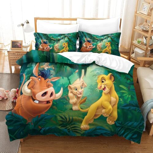 The Lion King Parure De Lit Pour Adulte Enfant Avec Housse De Couette En Microfibre Douce Avec Fermeture ¿¿Clair, Housse De Couette Et Taie D'oreiller,