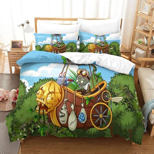 Housse De Couette Plants Vs Zombies Avec Taies D'oreiller,Parure De Lit Games En Microfibre,Pour Adultes Enfants Double£¿Xcm£©