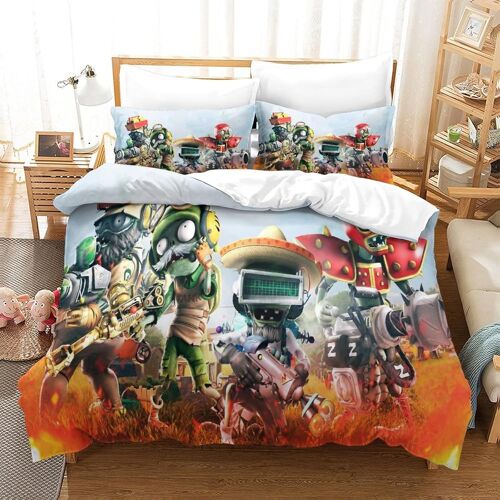 Plants Vs Zombies Parure De Lit Imprim¿¿E En D Pi¿¿Ces Housse De Couette En Polycoton Douce Et Confortable Avec Housse De Couette ¿¿ Fermeture ¿¿Clair Di