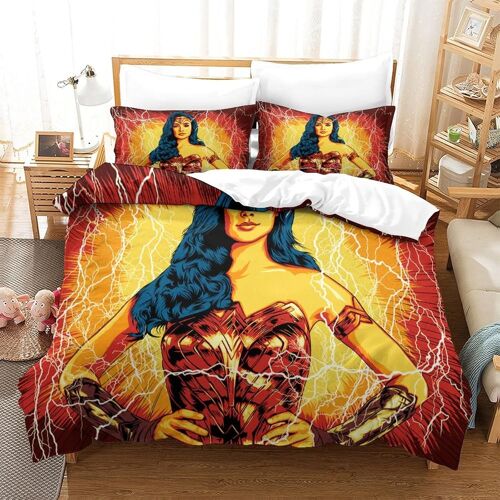 Wonder Woman Housse De Couette D Gal Gadot Parure De Lit Pour Enfant Adultes Housse De Couette Avec Fermeture ¿¿Clair + Taies D'oreiller Single£¿Xcm£©