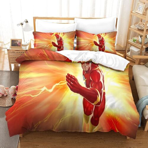 Superhero Housse De Couette D Imprim¿¿ The Flash - Parure De Lit Microfibreavec Fermeture ¿¿Clair Housse Couette Imprim¿¿ Avec Taies D'oreiller Single£¿Xc