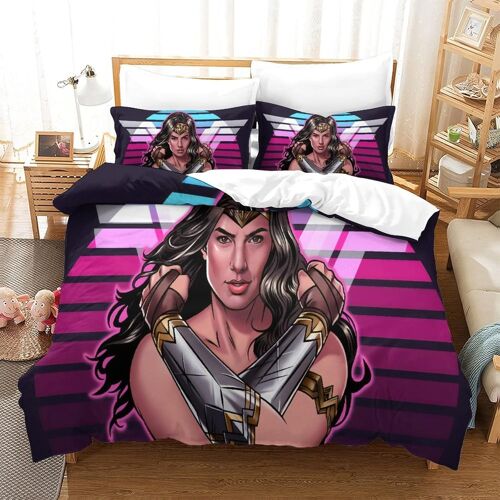 Wonder Woman Housse De Couette D Imprim¿¿ Gal Gadot - Parure De Lit Microfibreavec Fermeture ¿¿Clair Housse Couette Imprim¿¿ Avec Taies D'oreiller Double