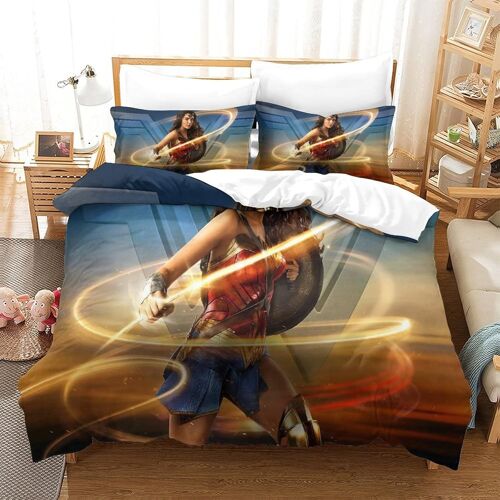 Wonder Woman Parure De Lit Pi¿¿Ces En Microfibre Avec Taies D'oreiller Housse De Couette Pour Chambre Adultes D'enfant King£¿Xcm£©