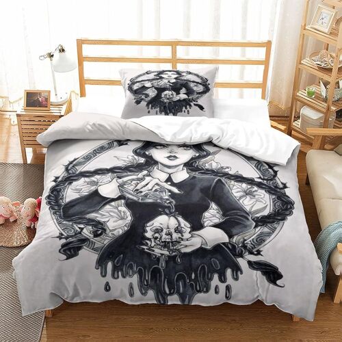 Housse De Couette Adams Family Avec Taies D'oreiller,Parure De Lit Wednesday En Microfibre,Pour Adultes Enfants Single£¿Xcm£©