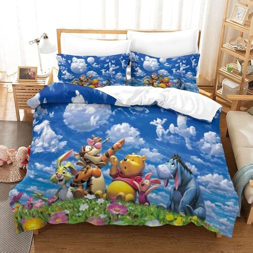 Winnie The Pooh Housse De Couette D Imprim¿¿ Cartoon- Parure De Lit Microfibreavec Fermeture ¿¿Clair Housse Couette Imprim¿¿ Avec Taies D'oreiller King£¿X