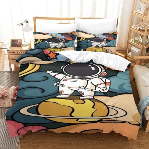 Space Astronaut Th¿¿Me D'impression D Housse De Couette En Microfibre Douce Ensemble De Literie Pi¿¿Ces Avec Fermeture ¿¿Clair Cach¿¿E Taie D'oreiller Ho