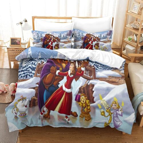 Housse De Couette Beauty And The Beast, Motif Cartoon Role,Cadeau, Parure De Lit, Housse De Couette Avec Taies D'oreiller, Pour D¿¿Co Chambre Adulte En