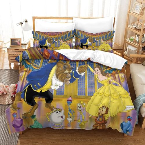 Beauty And The Beast Housse De Couette Pi¿¿Ces Avec Cartoon Role Parure De Lit Douce,Confortable, % Polyester Pour Adultes Enfants Double£¿Xcm£©
