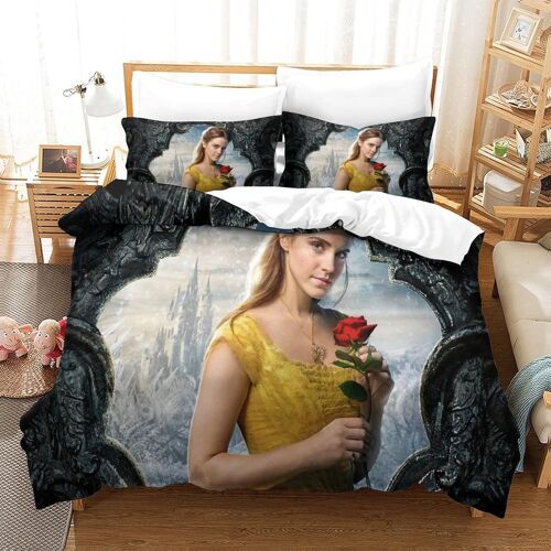 Housse De Couette Beauty And The Beast Avec Taies D'oreiller,Movie Poster Parure De Lit Douce Confortable En Microfibre,Pour Adultes Enfants Single£¿Xc