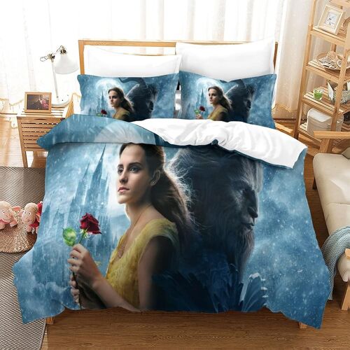 Beauty And The Beast Parure De Lit Pi¿¿Ces Avec Housse De Couette Et Taies D'oreiller Motif Movie Poster Pour Enfants, Adolescents, Adultes Double£¿Xcm