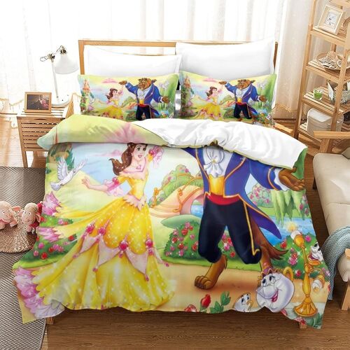 Beauty And The Beast Sets De Housses De Couettes D, Cartoon Role Imprim¿¿ Ensemble De Literie Avce Taie D'oreiller, Pour Adultes Enfants King£¿Xcm