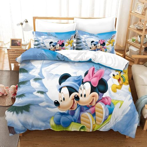 Parure De Lit Pi¿¿Ces Pour Mickey Mouse Impression D Housse De Couette En Microfibre Avec Taies Double£¿Xcm£©