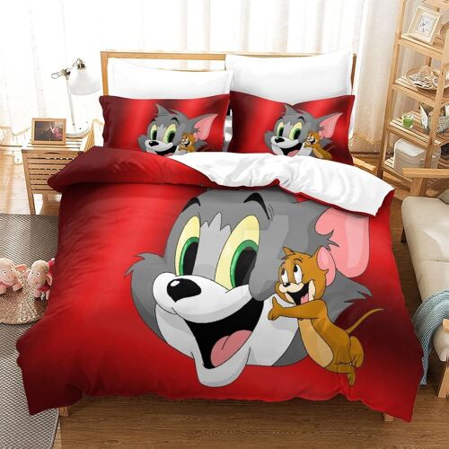 Tom&jerry Parure De Lit Imprim¿¿E En D Pi¿¿Ces, Housse De Couette En Polycoton Douce Et Confortable, Avec Housse De Couette ¿¿ Fermeture ¿¿Clair Dissimul
