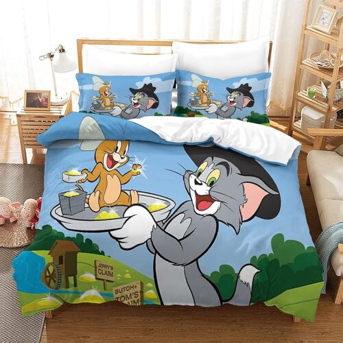Tom&jerry Sets Housse De Couette Avec Taies D'oreiller,D Cartoon Imprim¿¿ Microfibre Literie Parure De Lit Linge De Lit Avec Fermeture ¿¿Clair Single£¿Xc