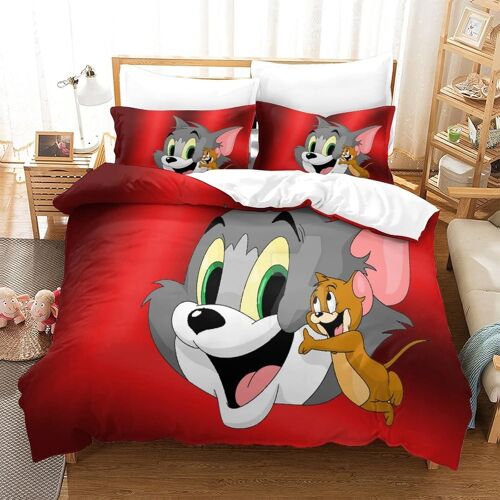 Housse De Couette Tom&jerry, Parure De Lit D Cartoon Housse De Couette Microfibre,Housse De Couette Avce Taies D'oreiller King£¿Xcm£©