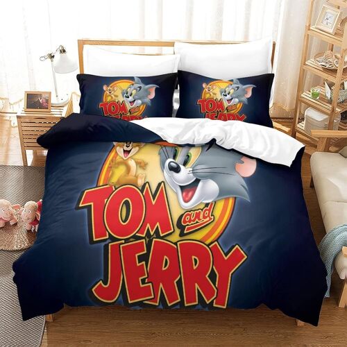 Tom&jerry Parure De Lit Pi¿¿Ces Avec Housse De Couette Et Taies D'oreiller Motif Cartoon Pour Enfants, Adolescents, Adultes King£¿Xcm£©