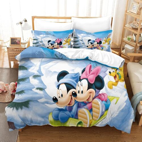 Parure De Lit Avec Housse De Couette Pi¿¿Ces Impression D Mickey Mouse Motif Microfibre Avec Taie D'oreiller Pour Adultes Enfants King£¿Xcm£©