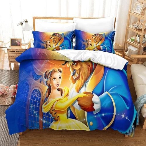 Beauty And The Beast Parure De Lit Pi¿¿Ces ¿¿ Cartoon Role Th¿¿Me Imprim¿¿ En D, Avec Housse De Couette ¿¿ Fermeture ¿¿Clair Dissimul¿¿E, Housse De Couette