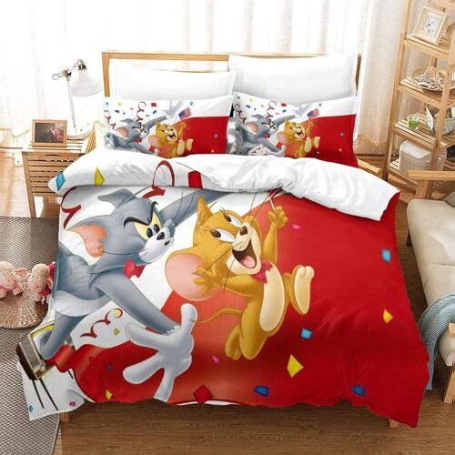 Parure De Lit De Tom&jerry Ensemble De Housse De Couette Cartoon Imprim¿¿ D Taie D'oreiller Pour Adultes Enfants King£¿Xcm£©
