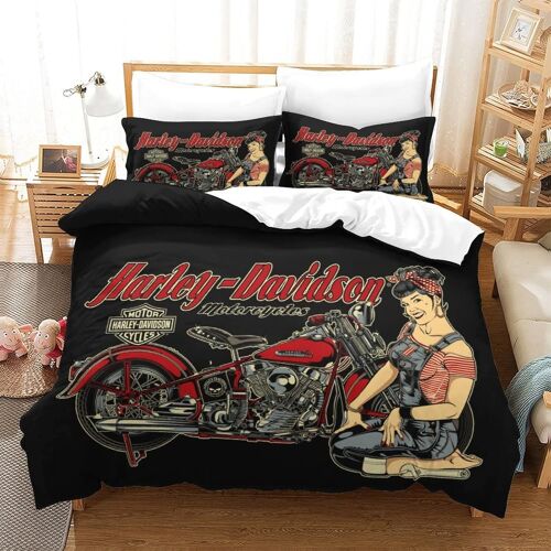 Harley Davidson Ensemble De Literie ¿¿ Motif Imprim¿¿ En D Housse De Couette ¿¿ Th¿¿Me Ultra Douce Ensemble De Pi¿¿Ces Avec Taie D'oreiller ¿¿ Fermeture ¿¿C