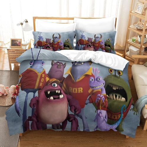 Monster University Ensemble De Literie Imprim¿¿ D Ensemble De Pi¿¿Ces Housse De Couette En Microfibre Douce Avec Fermeture ¿¿Clair Cach¿¿E Taies D'oreill