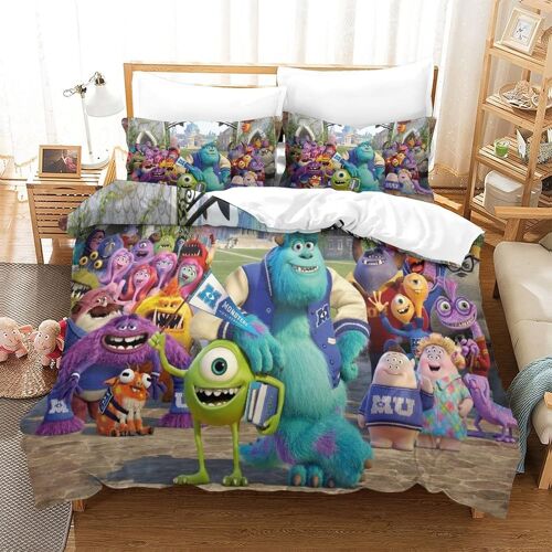 Housse De Couette Monster University Avec Taies D'oreiller,Cartoon Parure De Lit Douce Confortable En Microfibre,Pour Adultes Enfants King£¿Xcm£©