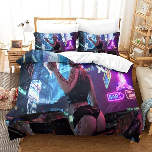 Cyberpunk Chambre D¿¿Coration Ensemble De Literie Motif Imprim¿¿ D Ultra Doux Housse De Couette Fermeture ¿¿Clair Dissimul¿¿E Housse De Couette Taie D'ore