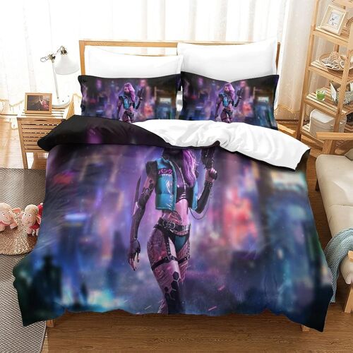 Cyberpunk Chambre D¿¿Coration Ensemble De Literie Motif Imprim¿¿ D Ultra Doux Housse De Couette Fermeture ¿¿Clair Dissimul¿¿E Housse De Couette Taie D'ore