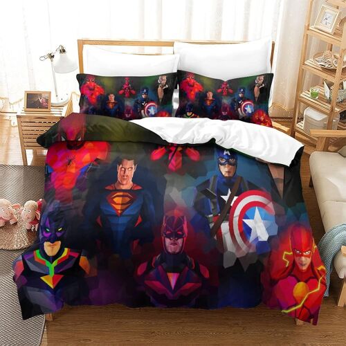 Housse De Couette Superhero Avec Taies D'oreiller,Cartoon Role Parure De Lit Douce Confortable En Microfibre,Pour Adultes Enfants Single£¿Xcm£©
