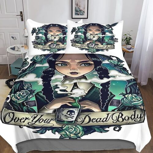 Adams Family Sets Housse De Couette Avec Taies D'oreiller,D Wednesday Imprim¿¿ Microfibre Literie Parure De Lit Linge De Lit Avec Fermeture ¿¿Clair Doub