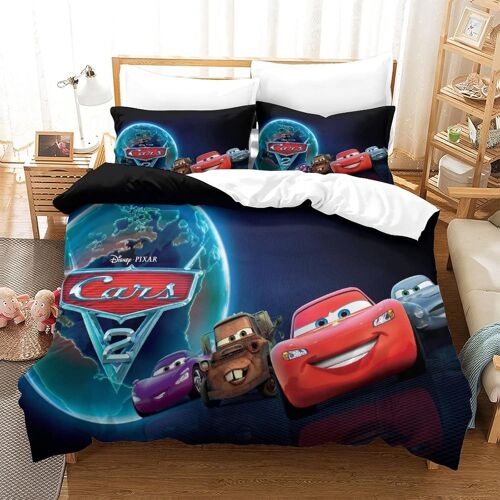 Cars Parure De Lit Imprim¿¿ Motif Housse De Couette Avec Taies D'oreiller D Lightning Mcqueen Imprim¿¿ Literie En Microfibre,Pour Adultes Enfants King£¿X
